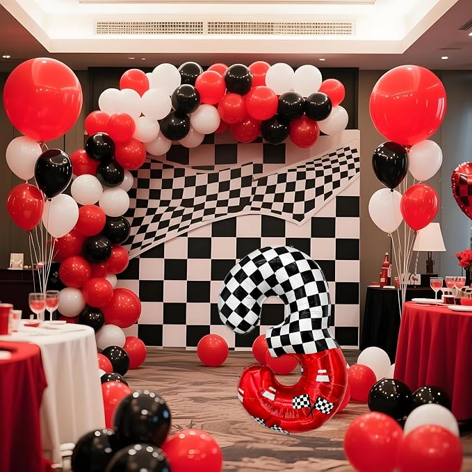 1 pack racing theme 40-inch digital foil balloon, featuring black and white - Image 7