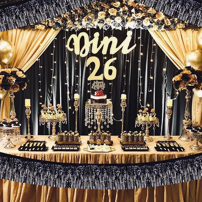 BEISHIDA Black Fringe Garland Banner 3Pack 30ft Wall Tinsel Foil Streamers | - Image 6