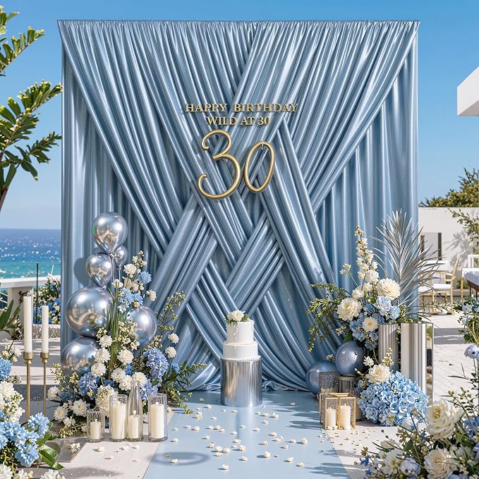 10x10FT Baby Blue Sequin Backdrop Curtain - Image 8
