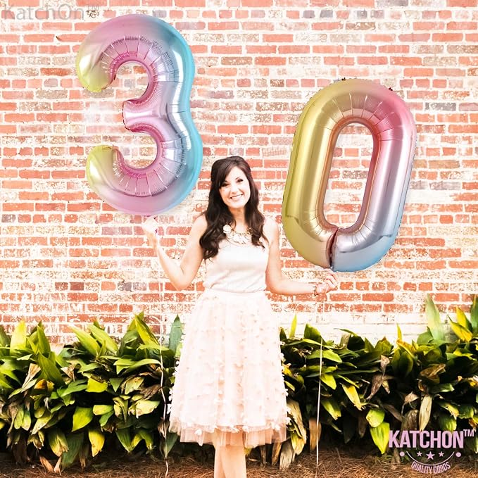 KatchOn Large, 40 Inch Rainbow Number 0 Balloon - Image 9