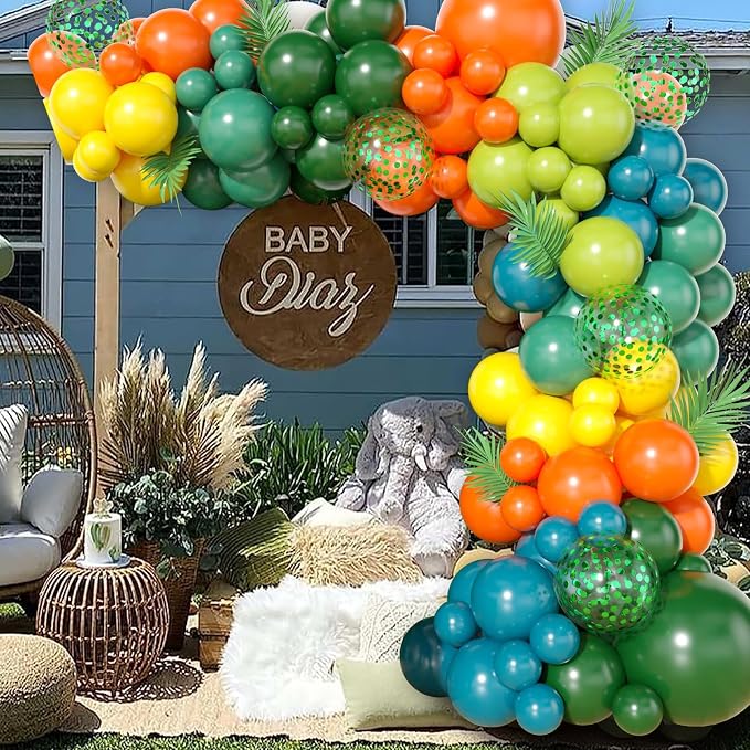 GRESATEK Jungle Themed Balloon Garland Arch Kit, Sage Green Orange Yellow Olive - Image 5