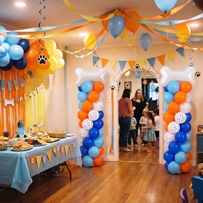 Jenaai 2 Set 163 Pcs Blue Dog Birthday Party Balloon Column Stand Kit | Dog - Image 8