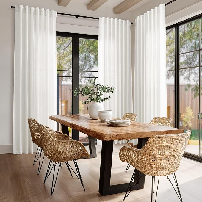 Beige White 102 Inch Linen Curtains - Image 7