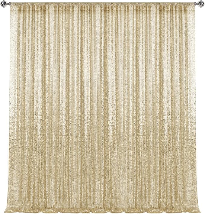 10×10FT Champagne Sequin Backdrop Curtain, Photography Backdrop Glitter - Image 8