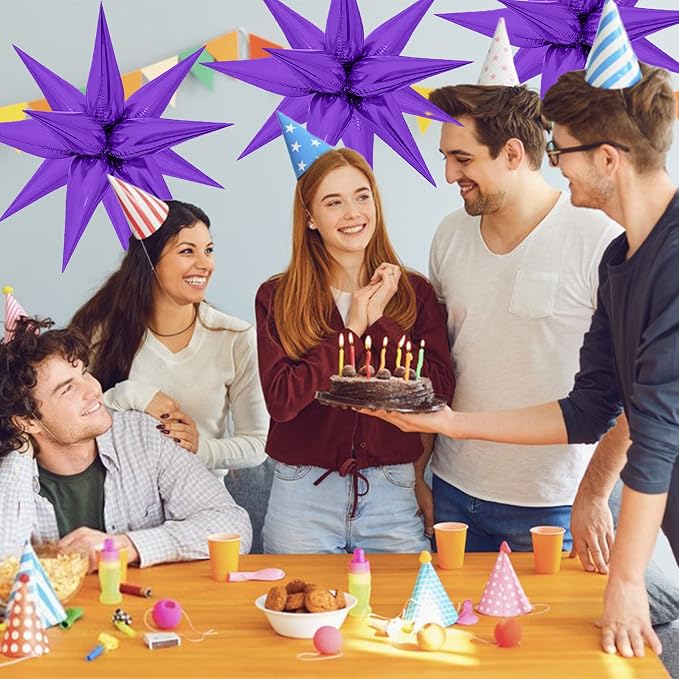ZAKVOOR 60 Pcs Star Balloons 12 Spike Foil Explosion Party Decoration Balloons - Image 6