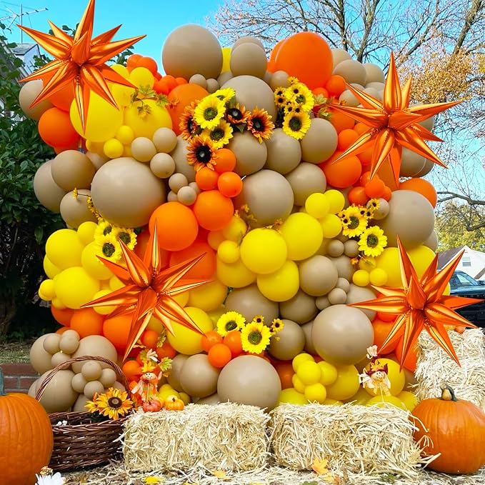 Star Foil Balloons 12 Point Cone Explosion Star Foil Balloons | 60 Pcs Orange - Image 7