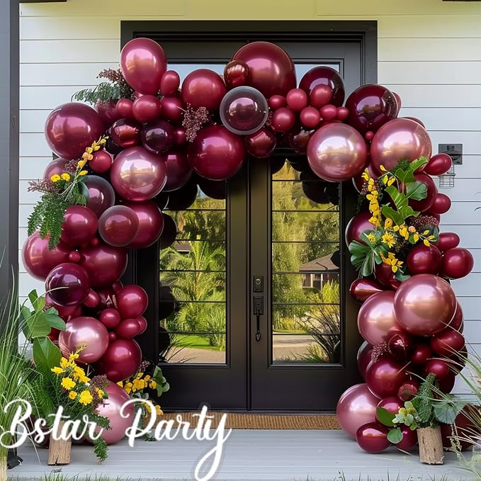 Double Stuffed Burgundy Balloon Garland Arch Kit | 18/12/10/5inch Different - Image 6