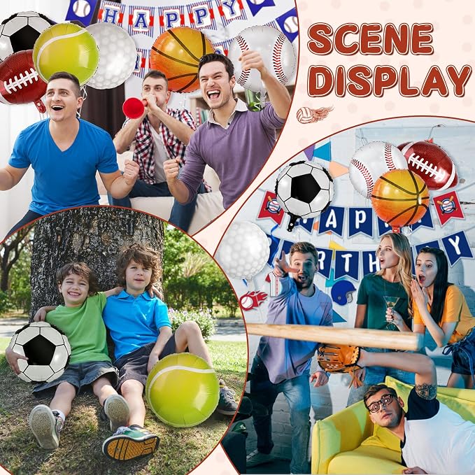 28 Pieces Sports Foil Balloon Set, Mylar Sports Balloons - Image 7