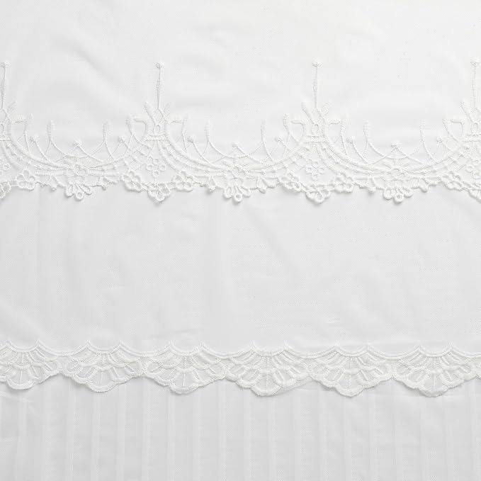 White Sheer Voile Curtains White Embossed European 54Wx72L Inch | Light - Image 7