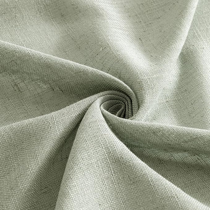 MIULEE Sage Linen Curtains 52x45 Inch Long 2 Panels of Green Window Drapes | - Image 8