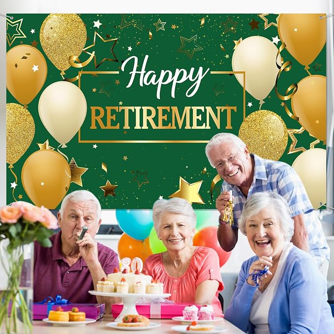 Blulu Retirement Party Decorations, Extra Large Fabric Retire Sign Banner Photo - Image 7