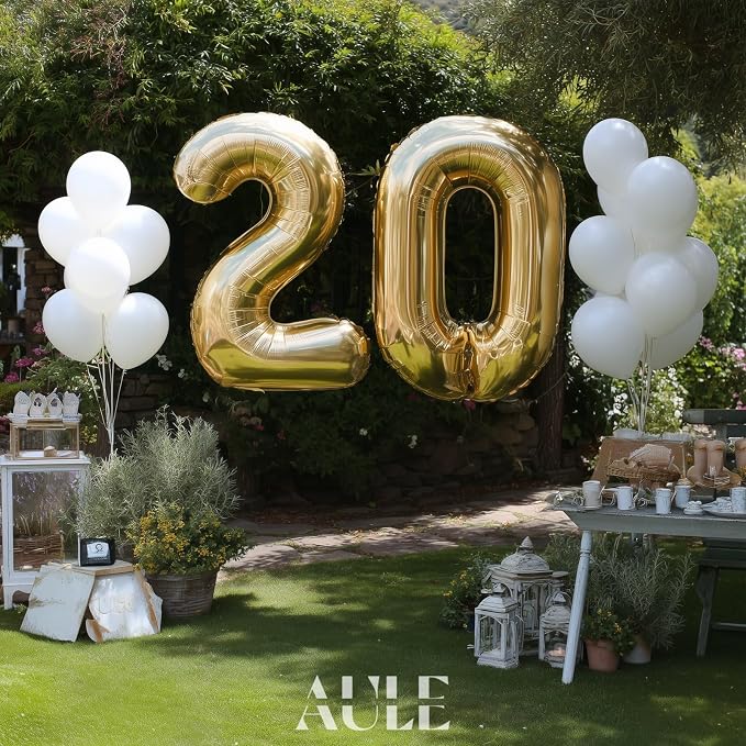 AULE 40 Inch Gold 20 Balloon Number Foil 0-9 Birthday Big Numbers | Birthday - Image 5