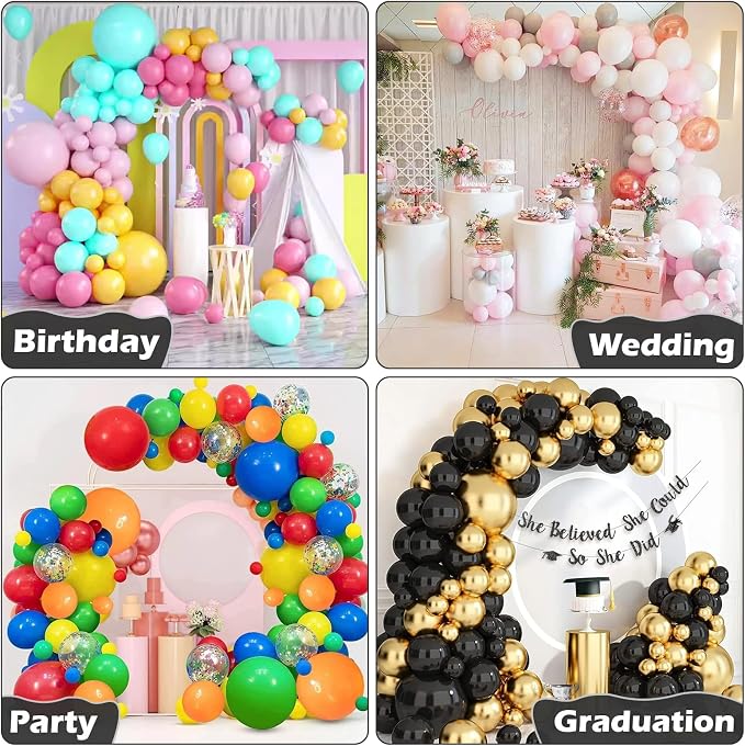 AerWo Black Balloon Arch Kit, 8.2ft & 6ft Half Balloon Arch Stand - Image 7