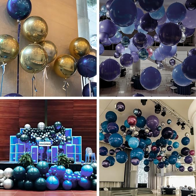 PartyWoo Navy Blue Large Round Giant 4D Jumbo Foil Balloons 6pcs 32 Inch | 32 - Image 6