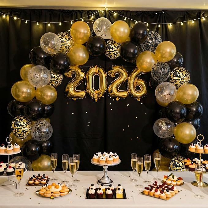 Black and Gold Balloons, 12 Inch Gold Balloons - Image 7