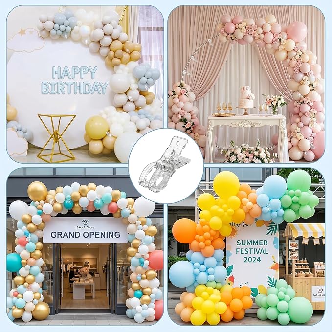 100 Pcs Long Balloons for Tying Balloon Arch and 10 Pcs Arch Clips - Image 7