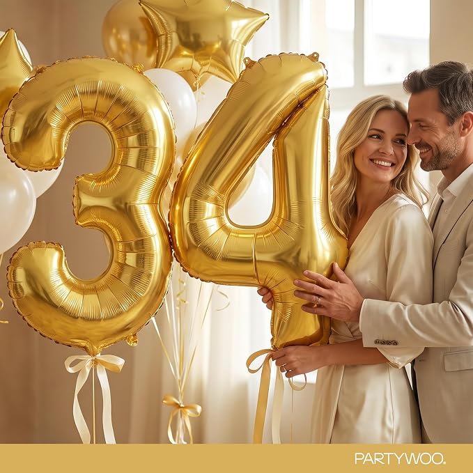 PartyWoo Number Balloons 40 Inch Gold Number 3 Kit 25pcs - Image 9