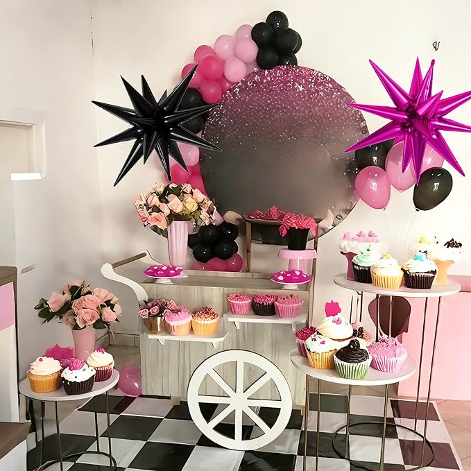 Pink And Black Balloons, 12inch Hot Pink Black Balloons, Confetti Balloon 2pcs - Image 7