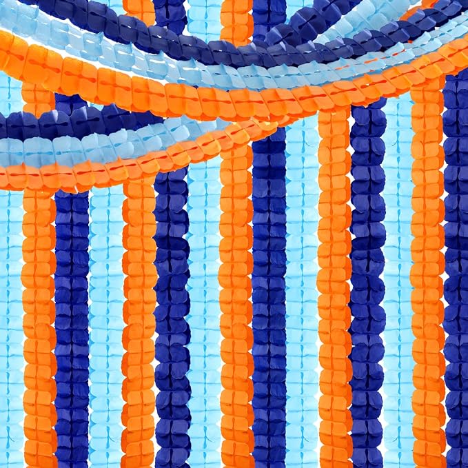 Navy-Dusty Blue Orange Birthday Party-Decorations - Image 7
