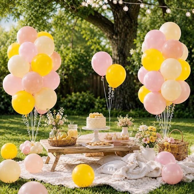 Pink and Yellow Balloons, 12inch Pastel Light Dusty Pink Butter Pale Mustard - Image 7