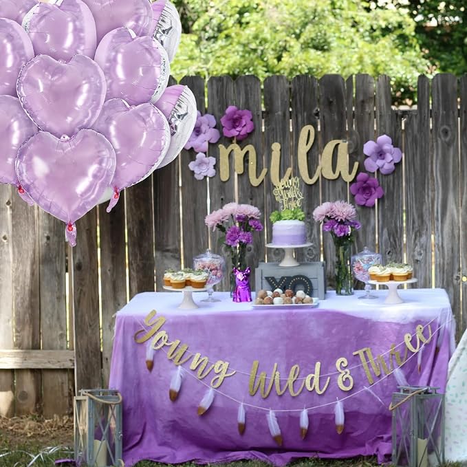 TONIFUL 30 Pcs Clear Lilac Heart Balloons 18 Inch Heart Shape Foil Balloon | - Image 6