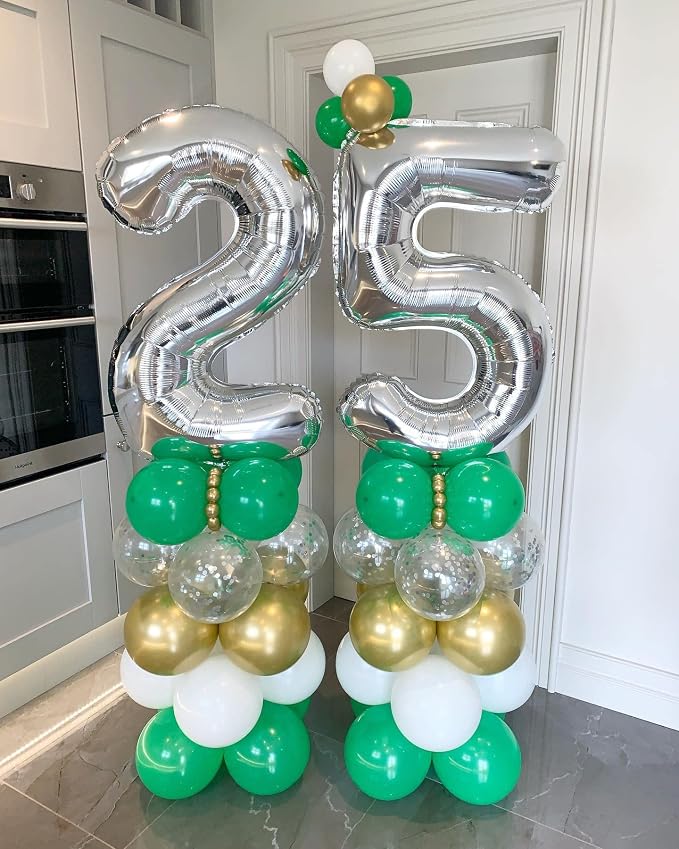 40 Inch Silver 25 Number Balloons Giant Jumbo Huge 25 or 52 Foil Mylar Helium - Image 7