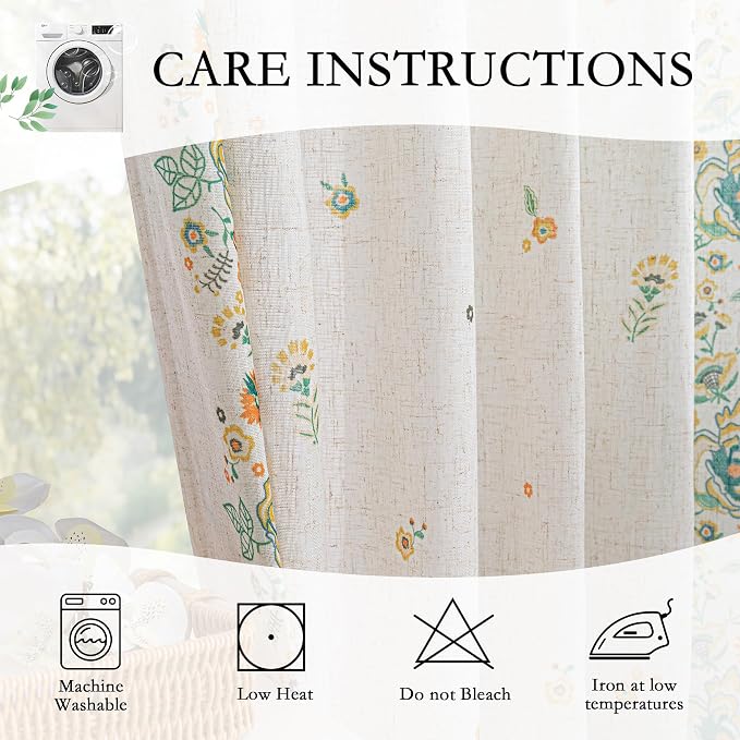 MYSKY HOME Boho Floral Curtains 72 inch - Image 7