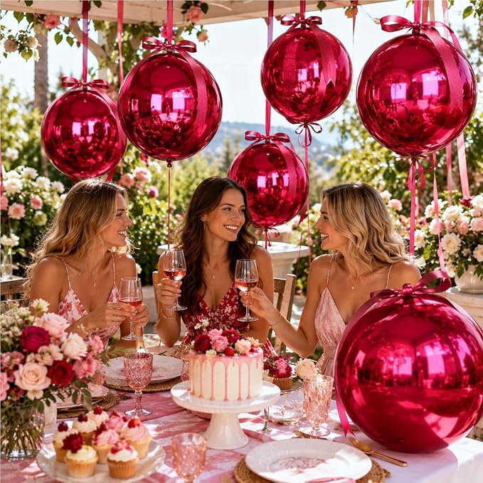 Burgundy Red Round Foil Balloons - Image 8