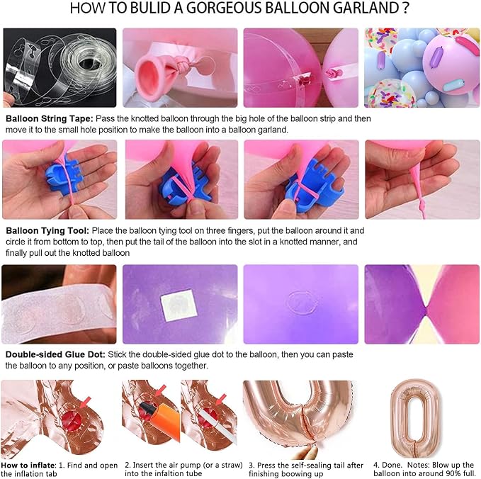Pastel Donut Balloon Arch Garland Kit, Tattoo - Image 8