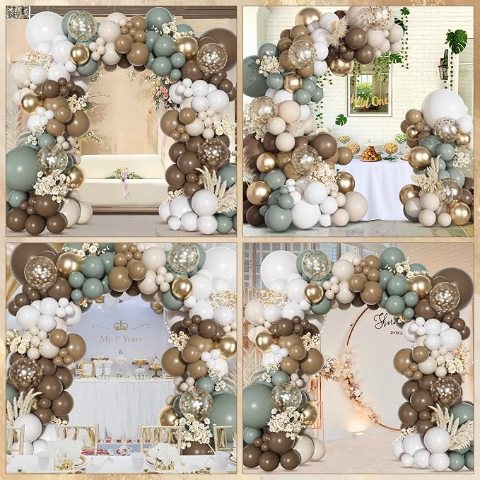 Ouddy Party Dusty Green Nude Balloons Garland Arch Kit 18 12 10 5 Inch | - Image 7