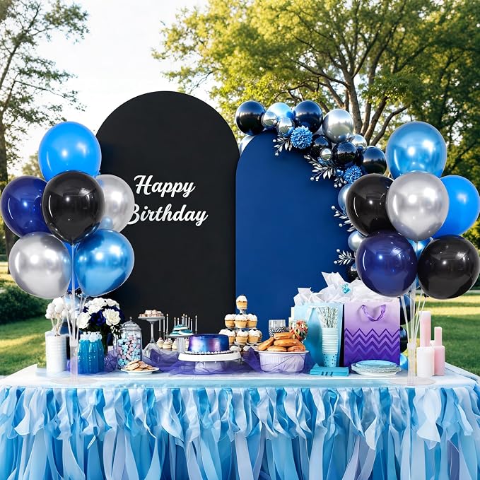 Navy Blue and Silver Black Balloons Table Centerpieces Stand Kit - Image 8