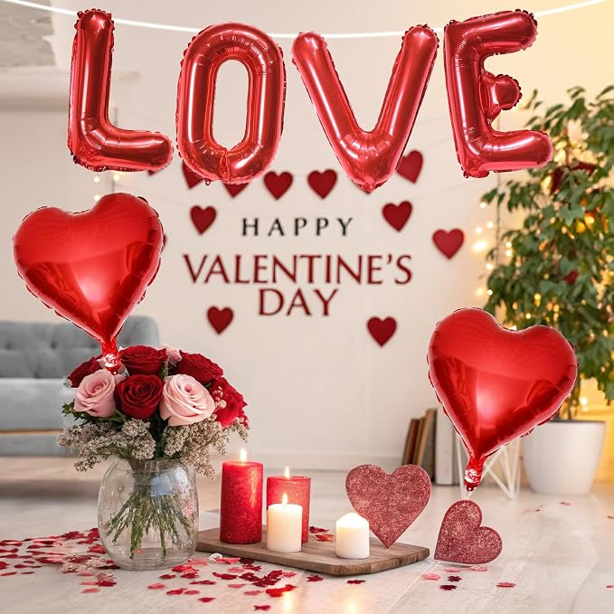 Love Balloons Banner and Heart Shaped Balloon, Love Balloons Decorations - Image 7
