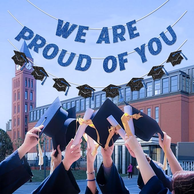 We Are So Proud of You Banner Pre-strung Blue Graduation Decorations Class of - Image 5