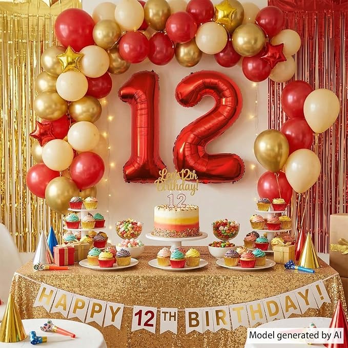 Red Number 12 Balloon 40 Inch, Foil Numeral - Image 7