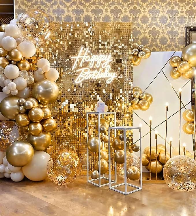 BAUANOOY 100pcs Metallic Gold Balloons 12 inch, Chrome Gold Balloons - Image 7