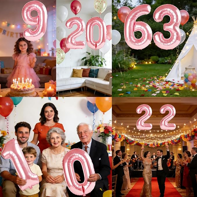 40 Inch Number 63 Balloons for 63rd Birthday Party Decorations, 0-100 Jewelry - Image 7