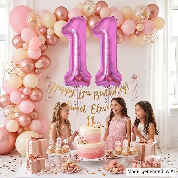 Pink Number 11 Balloon 40 Inch, Shiny Twin Digit Foil Decoration | Stunning - Image 7