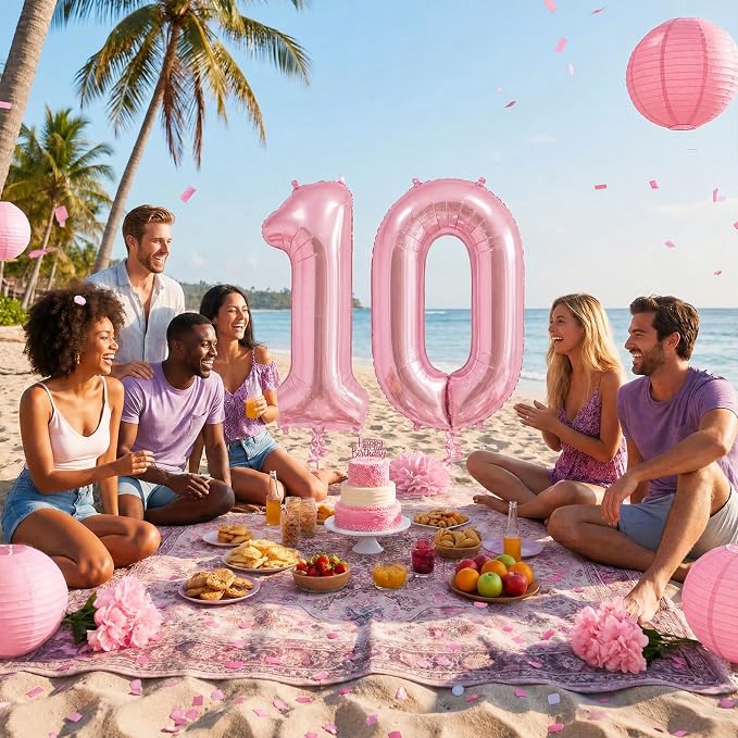 Number Balloons Pink Party Balloon - Image 7