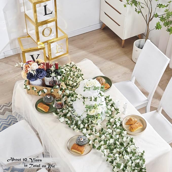 Artificial Flower Garland 8pcs 8.2ft Floral Rose Vine Decor, Hanging Faux Roses - Image 9