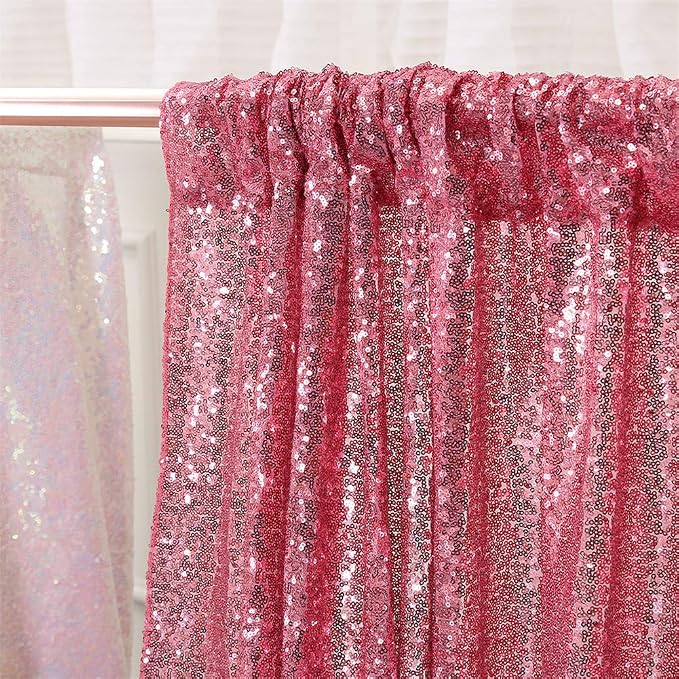 Eternal Beauty Fuchsia Pink 3mm Sequin Backdrop 8x8 Ft - Image 9