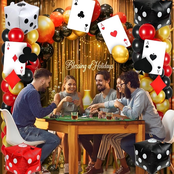 2 Sets Casino Theme Balloon Column Stand Kits Red Black Gold Balloons Column Kit - Image 8