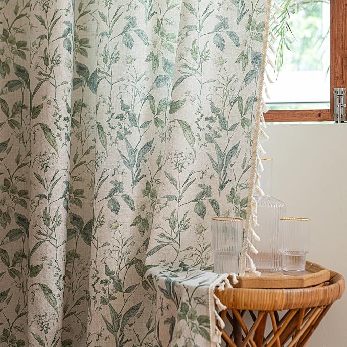 ENJOYBRIDAL Floral Curtains 96 Inches Semi Sheer Boho Drapes - Image 7