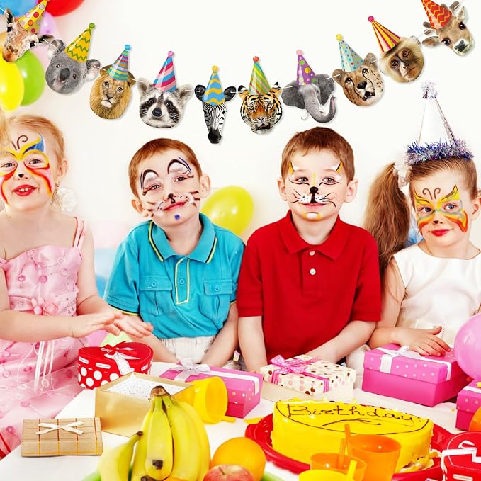 Hooqict Safari Animals Happy Birthday Banner Animal Birthday Party Decorations - Image 9