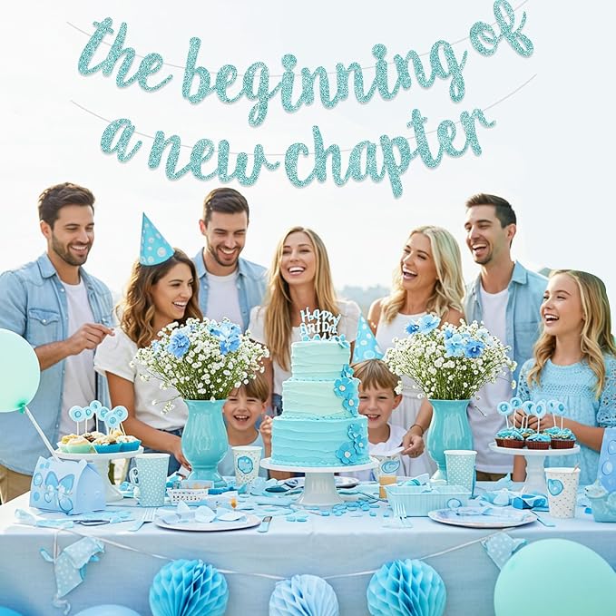 BEISHIDA Light Blue Pre-Strung The Beginning of A New Chapter Banner | Glitter - Image 6