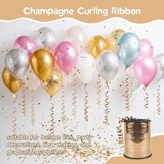 500 Yards Curling Ribbon,Shiny Champagne Balloon String Ribbon,for Gift - Image 7