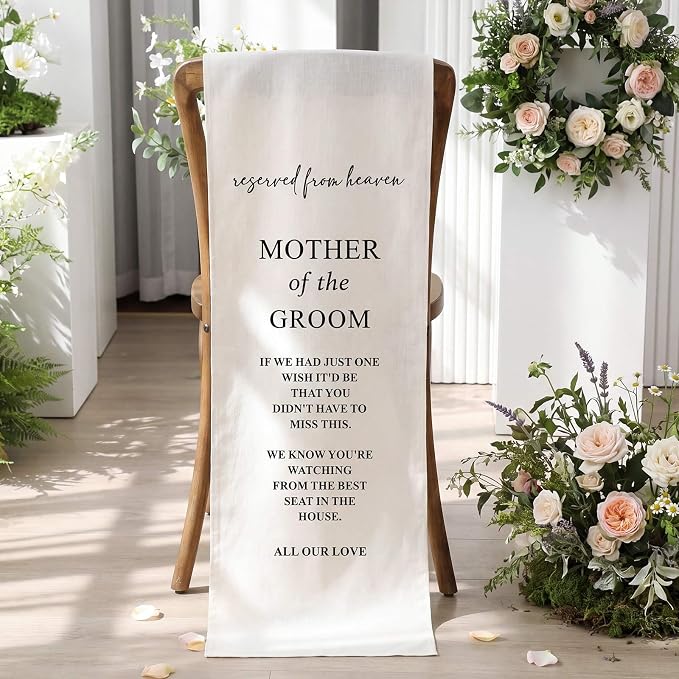 HunnmingRe Groom Mother Wedding Memorial Reserved Chair Sign Banner in Loving - Image 9