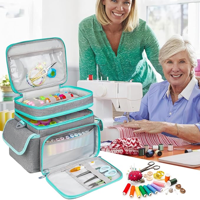LEFOR·Z Small Sewing Supplies Organizer Bag, Sewing Box | Double-Layer Sewing - Image 8