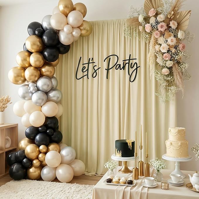 Asee'm Beige Backdrop Curtains Drapes - Image 6
