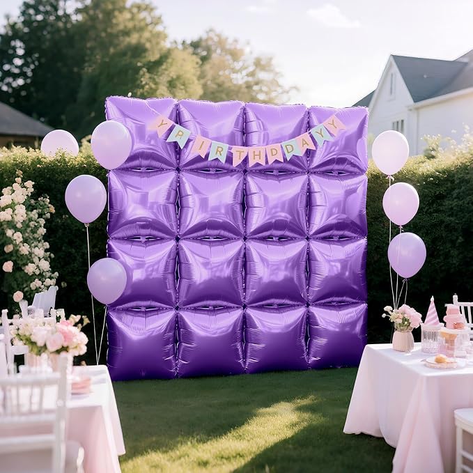 NISOCY 25PCS Light Purple Square Foil Balloons Wall Backdrop | Double Sided - Image 8