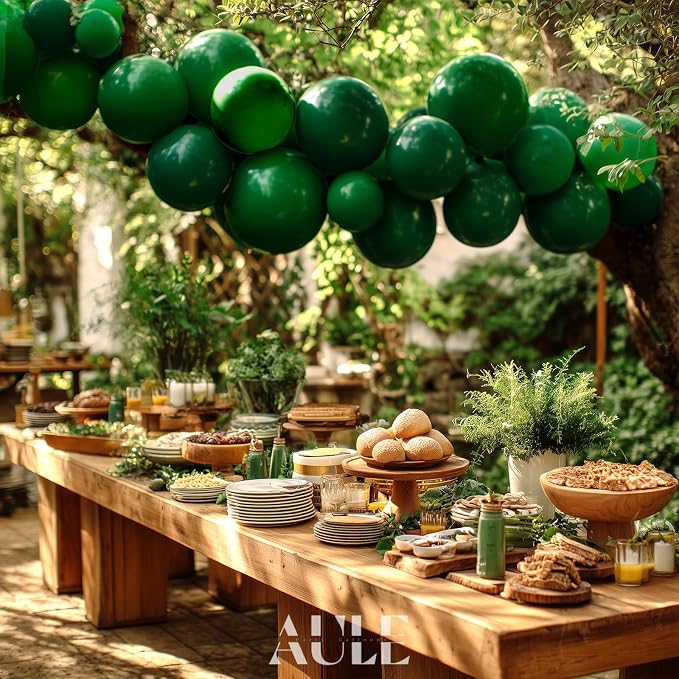 AULE 50Pcs Latex 12 Inch Dark Green Emerald Green Balloons | Helium Party Happy - Image 5